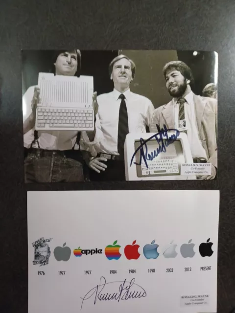 RONALD WAYNE 2 Hand Signed Autograph 4X6  PHOTO S -CO - FOUNDER OF  APPLE