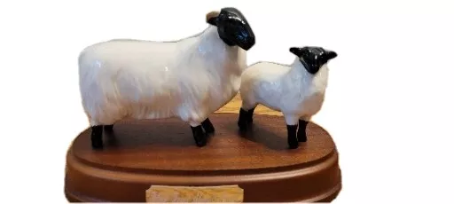Beswick Sheep Black Faced Ewe And Lamb Ram Gloss Excellent Condition England