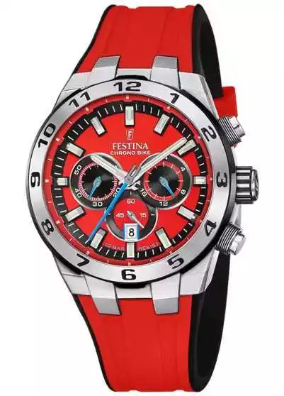 FESTINA MEN S CHRONO Bike 2024 44.5mm Red Dial Red Rubber