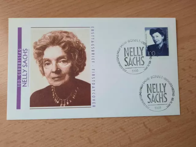 BRD 1991 Nelly Sachs FDC MINr. 1575 mit  Ersttagssonderstempeln Bonn