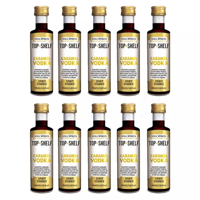 10 x Still Spirits Top Shelf Caramel Vodka Flavouring Essences 50ml Home Brew