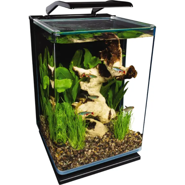 5 Gallons Portrait Glass LED Aquarium Kit Hidden Filtration Fish Tanks LED Light