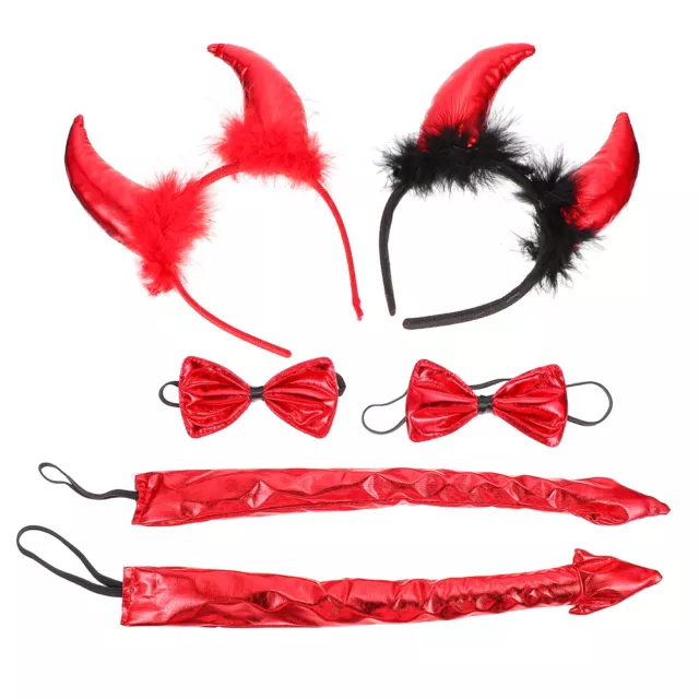 2 Sets Horn Headband Silk Child Devil Costume for Party Prom Suit Mens