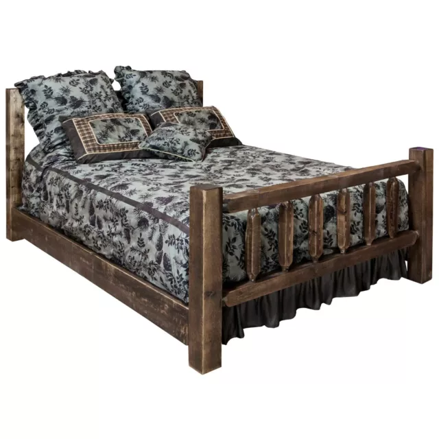 Farmhouse Style Beds KING Size Amish Made Bed Lodge Cabin Furniture