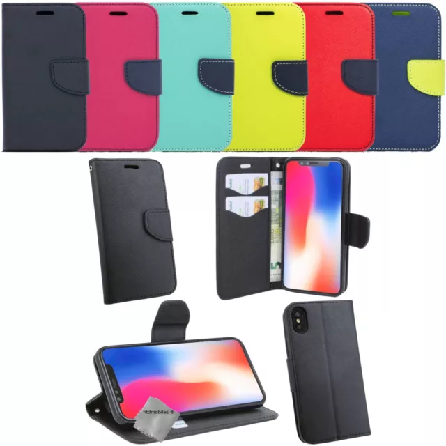 Housse etui coque pochette portefeuille pour Apple iPhone XS + film ecran