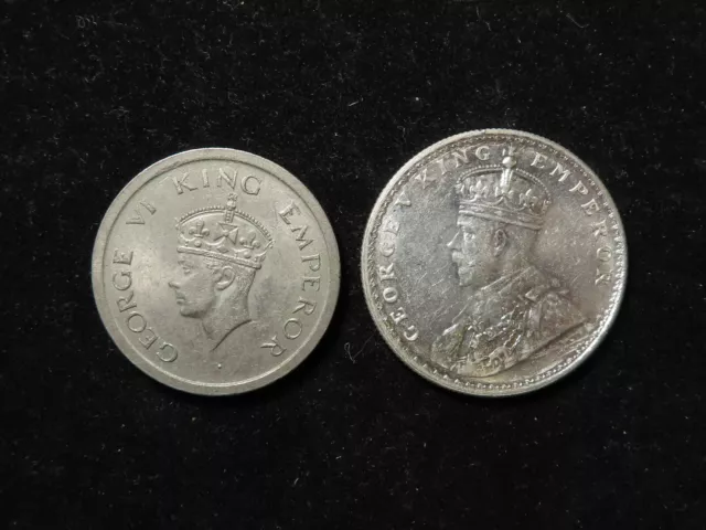 India, British Colonial George V Silver Rupee 1920 High Grade + 1947 Rupee
