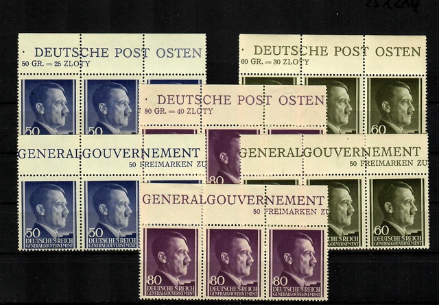 GG Generalgouvernement MiNr. 110-112, ** postfrisch, Oberrand Inschrift GG + DPO