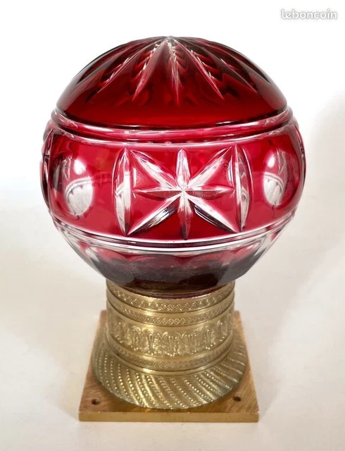 Antique French Victorian Red Star Glass Newel Post Finial