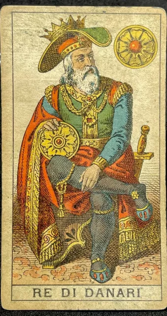 c1870 King of Coins Historic Chromolithographed Arcana Avondo Antique Tarot Card 3
