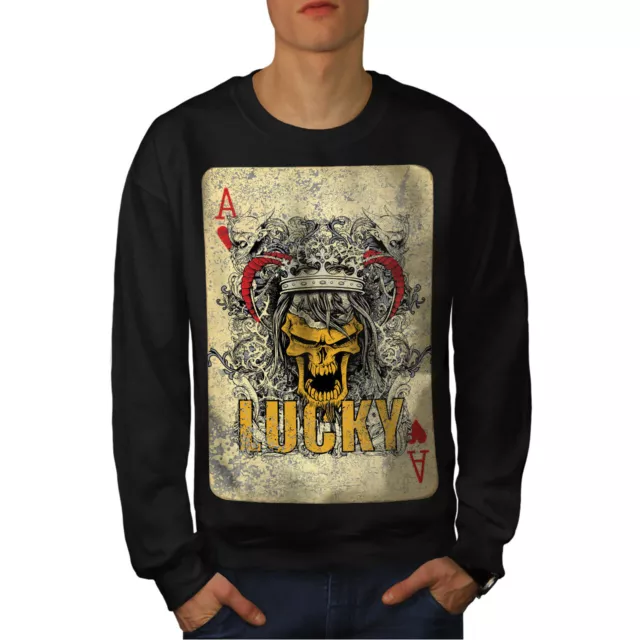 Wellcoda Ace Skull Poker Mens Sweatshirt, Gambling Casual Pullover Jumper