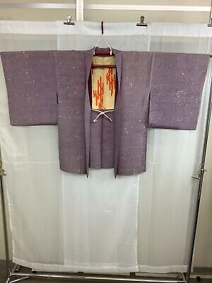 Japanese Vintage Kimono Haori Jacket SILK inside design purple Height 31.1inch