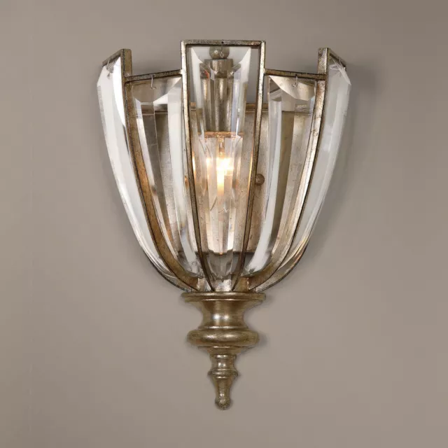 Art Deco Crystal Wall Sconce | Champagne Gold Flower Light