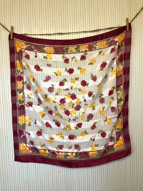 Grand Foulard Carré Rouge Bordeaux - Viscose - 102 X 103 Cm - Neuf - Fabriqué En Inde