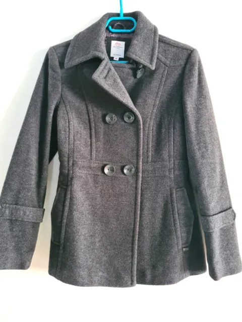 Giacca da donna taglia 36 s. Oliver cappotto corto trench effetto lana grigio antracite chic