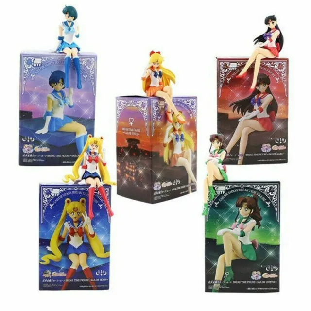 5pcs Set Sailor Moon Break Time Mercury Mars Venus Jupiter Figure PVC with box