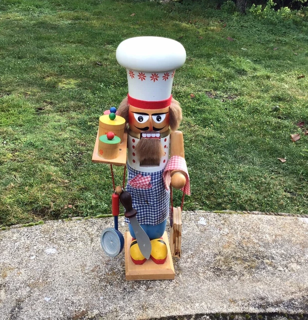 Vtg Nutcracker "Head Chef"/ Baker Wood Steinbach Germany 16.5" Tall Nut Cracker