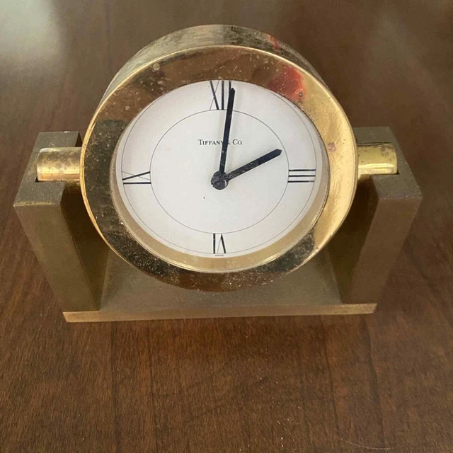 Authentic brass Tiffany clock desk, nightstand