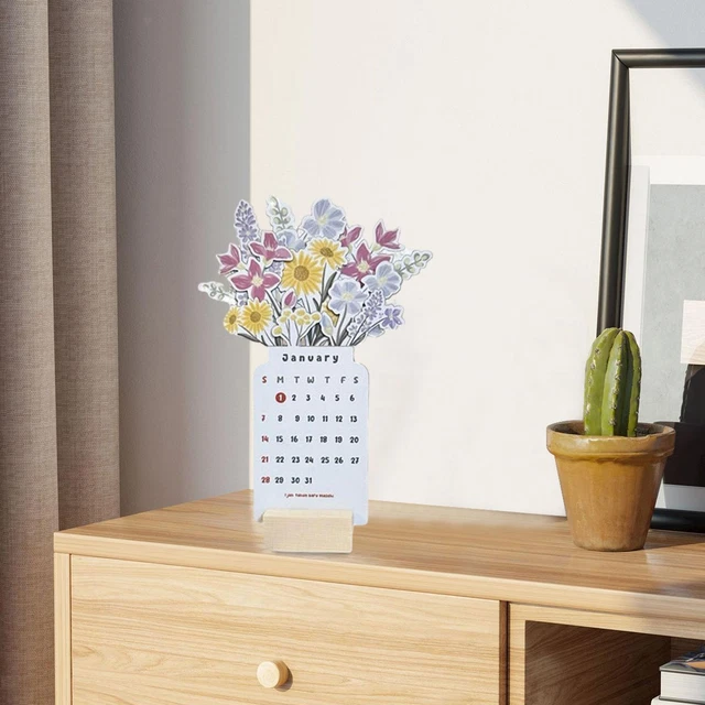 2024 DESK CALENDAR Jan 2024 DEC 2024 Flower Desktop Calendar Stand up