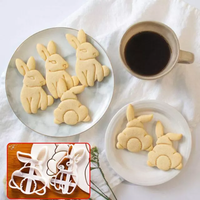 1X Rabbit Plastic Mold Fondant Cookie Cutter Bunny Biscuit Mold DIY Baking Tool_