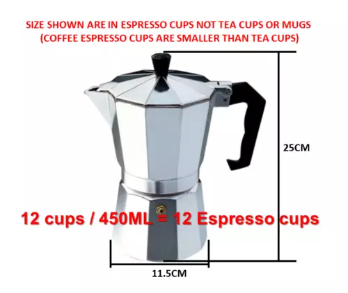 Italian Espresso Maker 1, 2,3, 6, 9, 12 Cup Stove Top Coffee Percolator Moka Pot