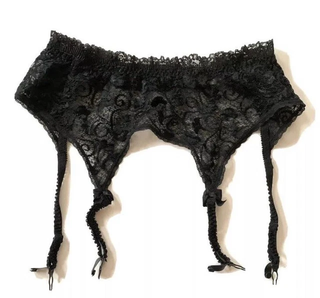 vtg Victorias Secret Lace Garter Belt Gold Tag Womens Black