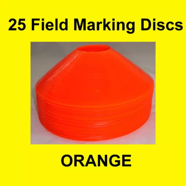 25 Orange Field Marker Discs Cones Soccer Basketball Football