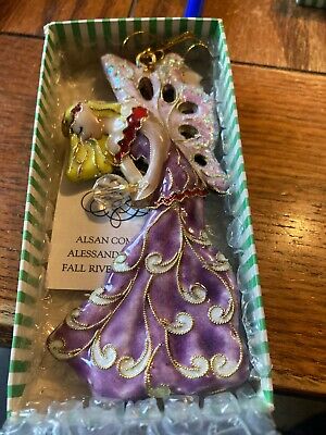 Victorian Enamelling Christmas Ornament Alsan Co FAIRIES WITH CRYSTAL PURPLE