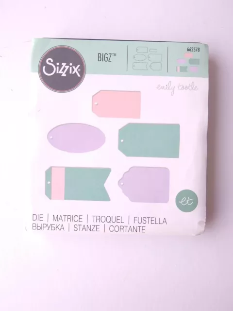 Sizzix Bigz Die Essential Tags 662578 5 Different Tags Discontinued Rare Die