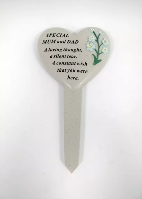 Grave Marker Memorial Heart Mum Dad Ornament Stone Plaque Garden Stake Tribute