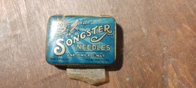 Vintage Songster Medium Tone Gramophone Needle Tin With Contents