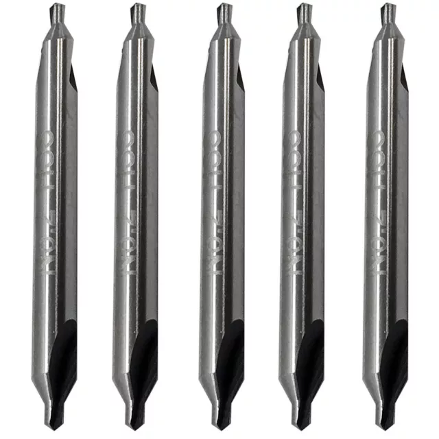 5 Pieces Number 2 Center Drill 60 Degree HSS Combined Countersink Bits Drilling