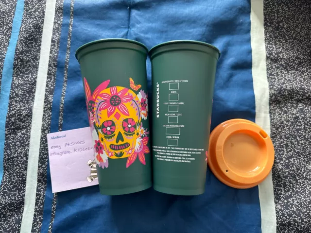 Starbucks Mexico 2023 Halloween Dia De Muertos Reusable 20oz Hot Cup Slime Skull