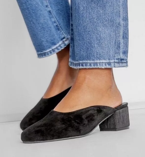 Seychelles Chorus Suede Mule Block Heel Women’s Size 7.5 Black Shoes
