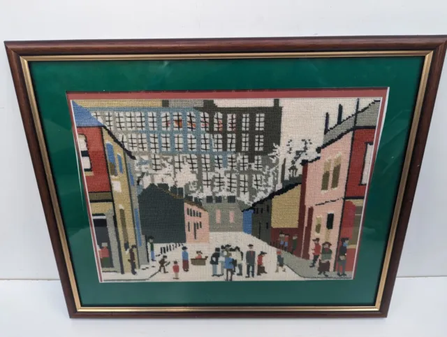 Street Scene L.S. Lowry Completed Tapestry Framed Picture Painting Adaptation