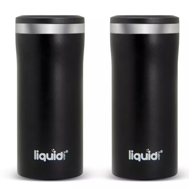 2pk Black Slim Can Koozie Cooler Insulated Stainless Steel for 12oz Skinny Cans