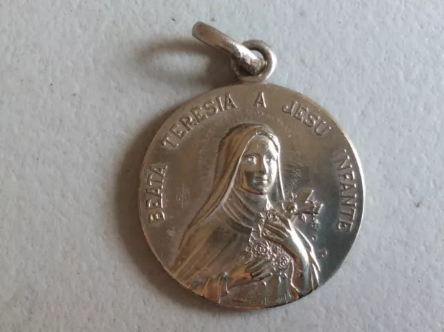 Sainte Thérèse pendentif Beata Teresia A Jesu infante Bernard Star Rose argenté