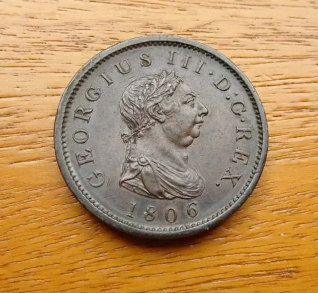 George Iii Copper Penny 1806 Id Soho Great Britain Uk