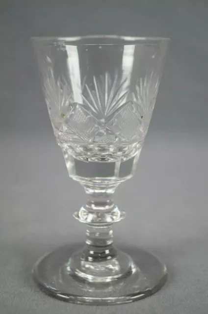 Early 19th Century Pittsburgh Hand Blown Cut Flint Glass Wine Glass Circa 1820 B