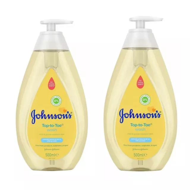 2x Johnson's Top-To-Toe Wash Mild & Gentle 500 ml