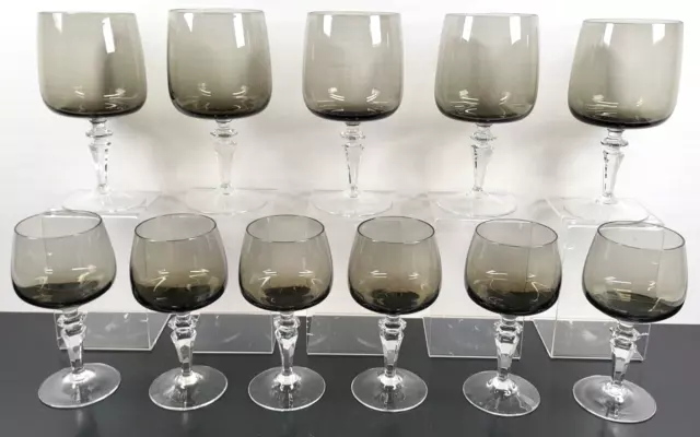 11 Pc Lifetime Serenity Smoke Water Goblet Wine Glasses Set Vintage Stemware Lot