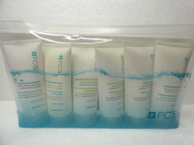 Arbonne FC5 Swiss Set of 6 Travel Shampoo Conditioner Hand Foot Creme 2 oz