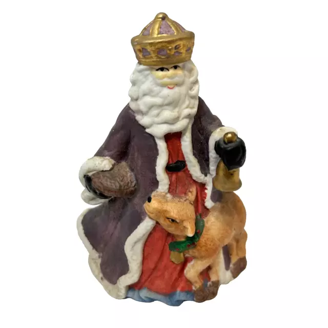 Vintage Hand Painted Ceramic Santa Claus Christmas Bell 5 Inch