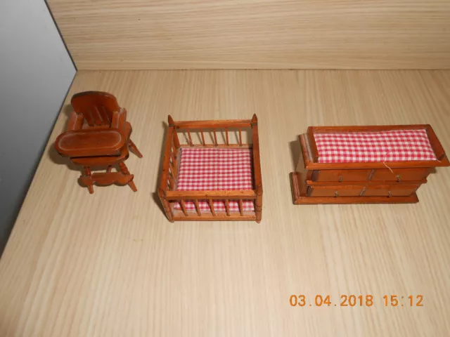  Table à langer parc et chaise haute en bois pour maison de poupée ou autre