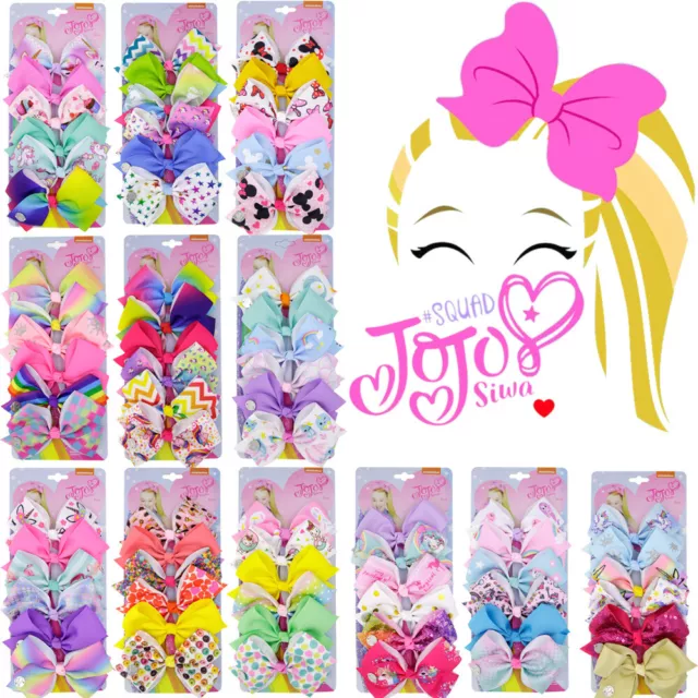 6PCS Large  JOJO Siwa Girl's Hair clips frozen Kids Bows unicorn Bow UK 5 inches