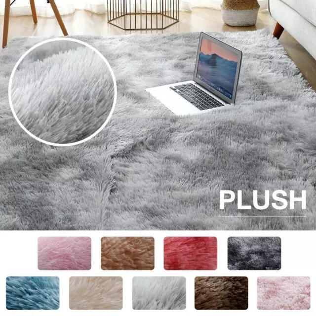 Flauschige Teppich Langflor Hochflor Soft Shaggy Dickes Anti-Rutsch Plüsch