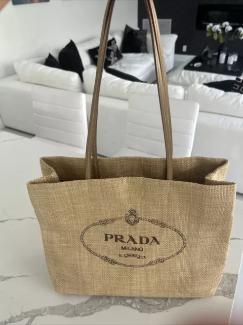 PRADA Raffia Beach Bag Tote