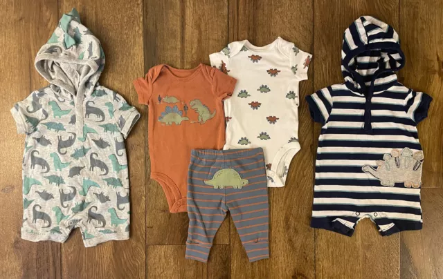 Baby Boy 3 Mo Outfits Rompers Clothes Lot Bundle One Piece Carters Dinosaur  Set