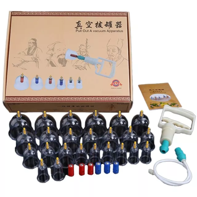 5X(24Pcs Chinese Biomagnetic Vacuum Cupping Home Cupping Therapy Set Body2557