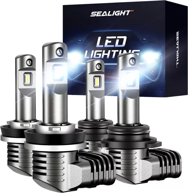 SEALIGHT LED Headlight Bulbs Conversion Kit 9005 + H11 High Low Beam 700% Bright