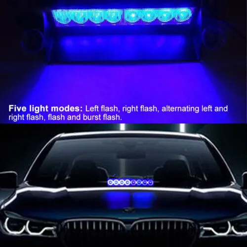 Neu Auto KFZ 8 LEDs Blau Polizeiwagen LKW Armaturenbrett Warnung Blitzlicht DHL